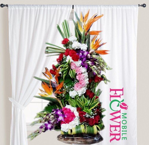 Tall exotic basket / mobile flower pune